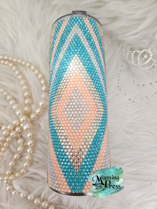 Peach & Turquoise Diamond 24 oz