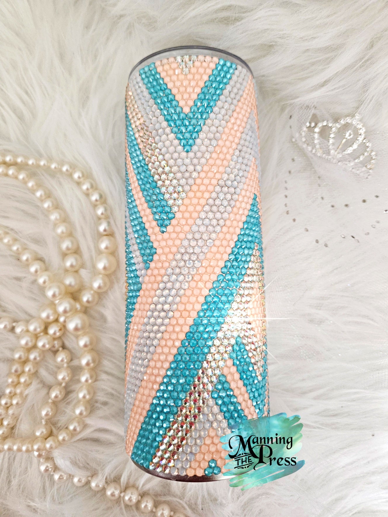 Peach & Turquoise Diamond 24 oz