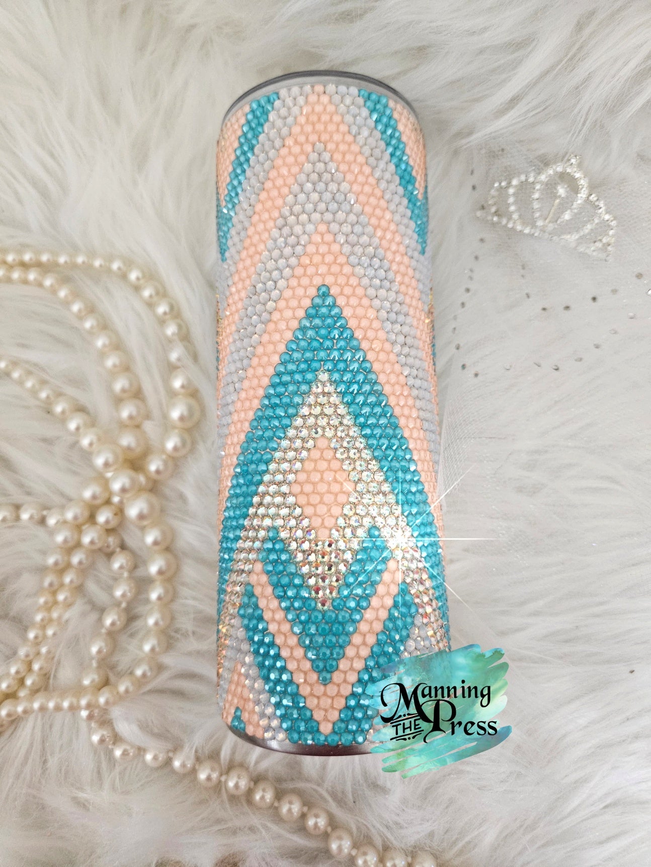 Peach & Turquoise Diamond 24 oz