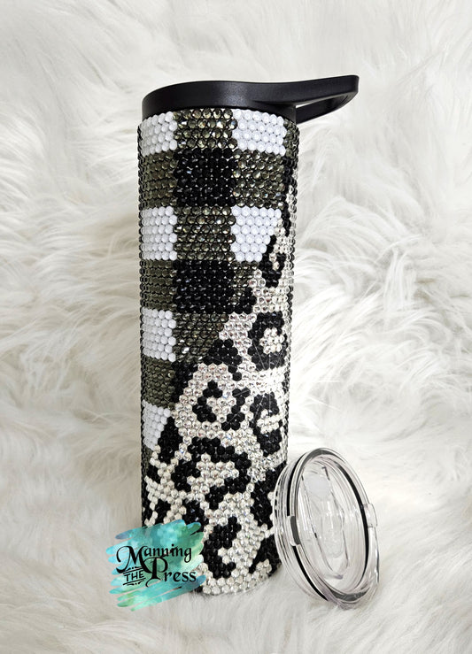 Black & White Plaid Leopard 30 oz Duo