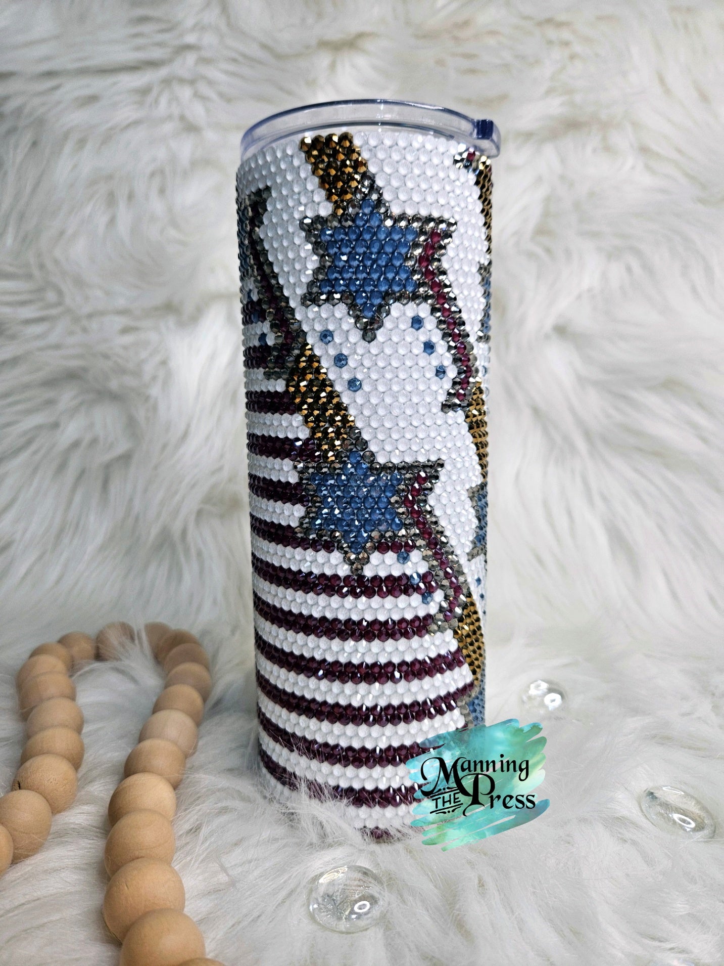 Retro Red, White, & Blue Flag 24 oz