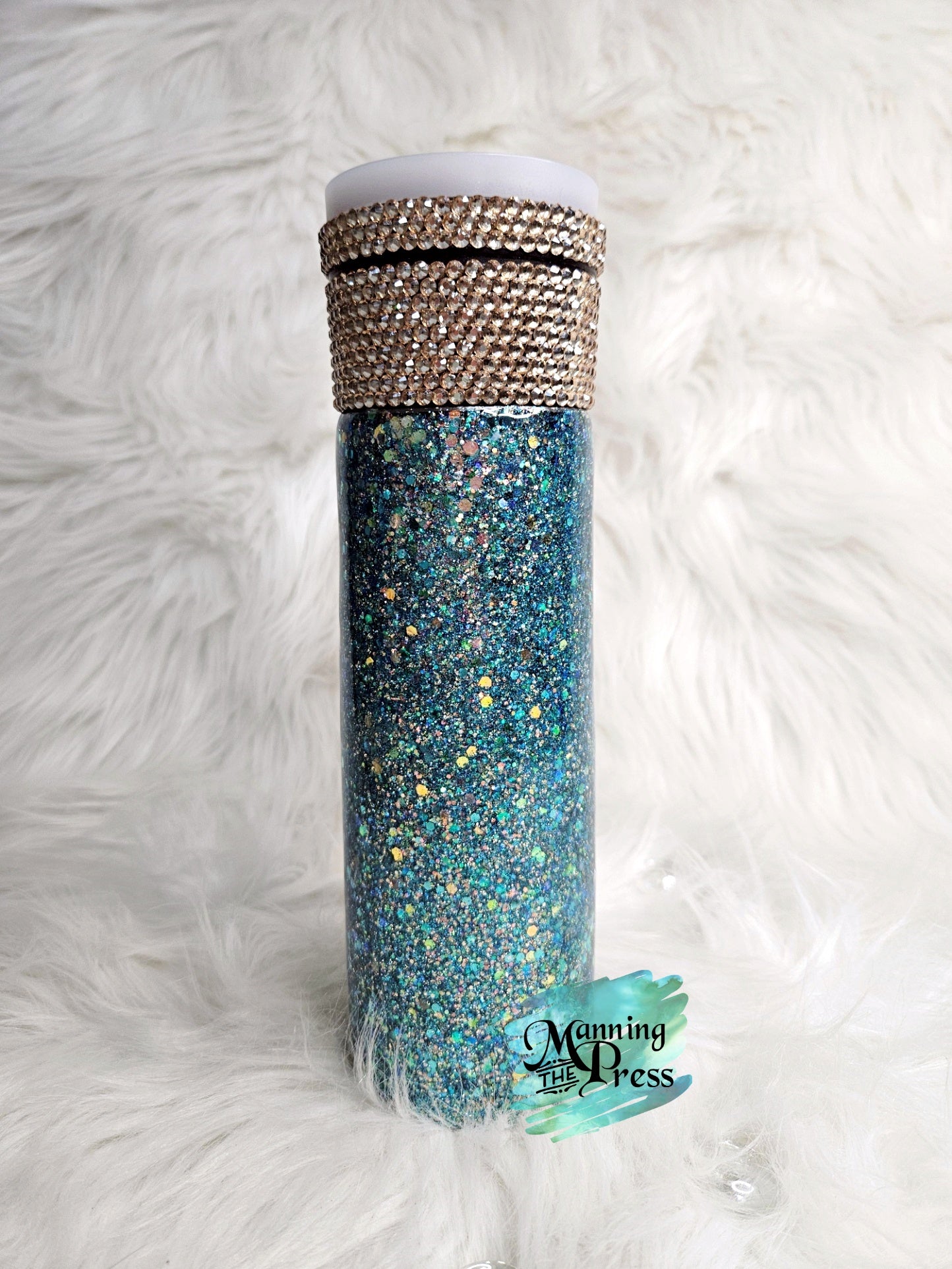 Teal/Gold 17 oz Bluetooth Speaker Thermos