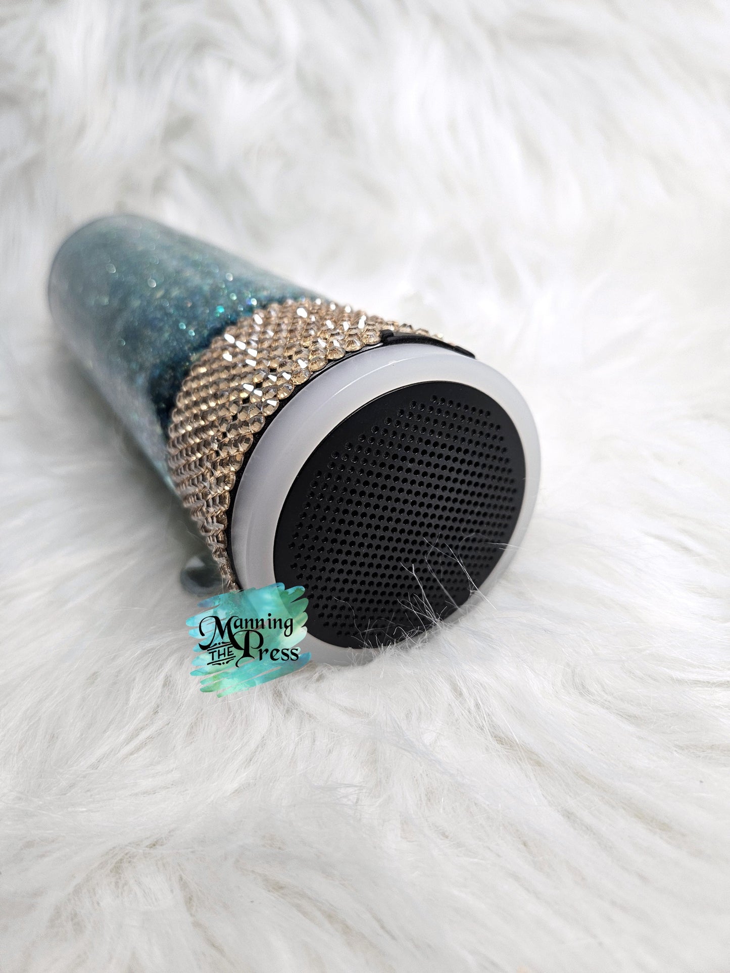 Teal/Gold 17 oz Bluetooth Speaker Thermos