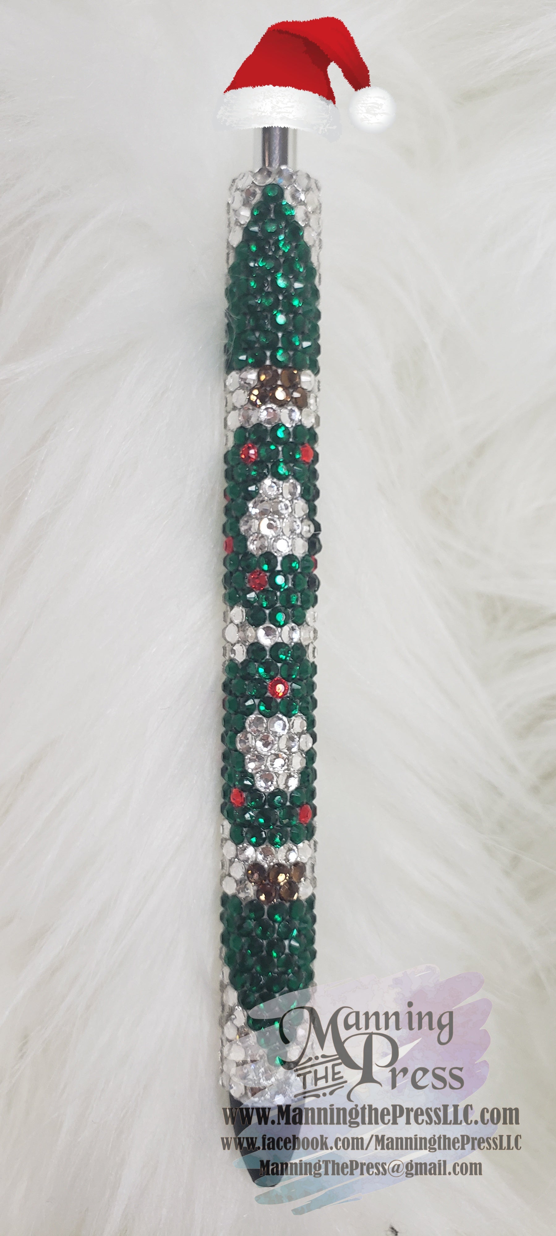 New Handcrafted Christmas/ Snowman Rhinestone Refilable Gel Pen