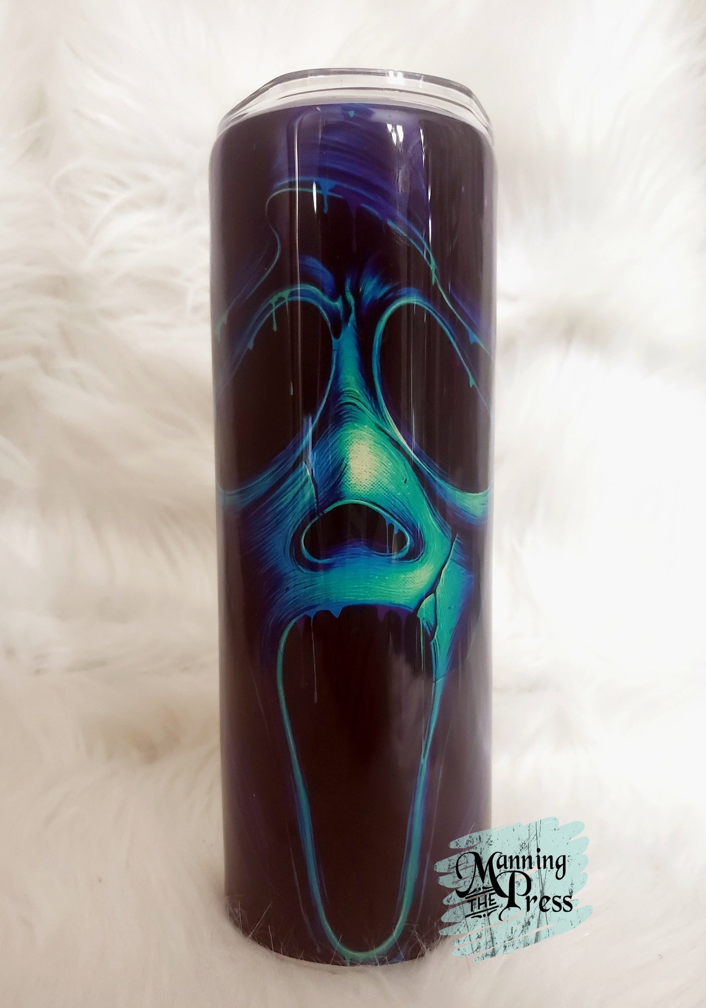 Scream Face Blue Glow in the Dark 20 oz Skinny