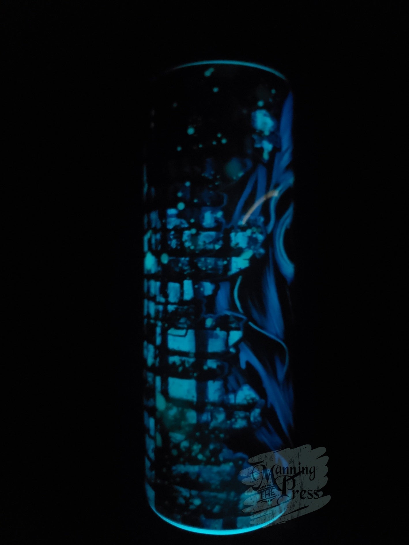 Scream Face Blue Glow in the Dark 20 oz Skinny