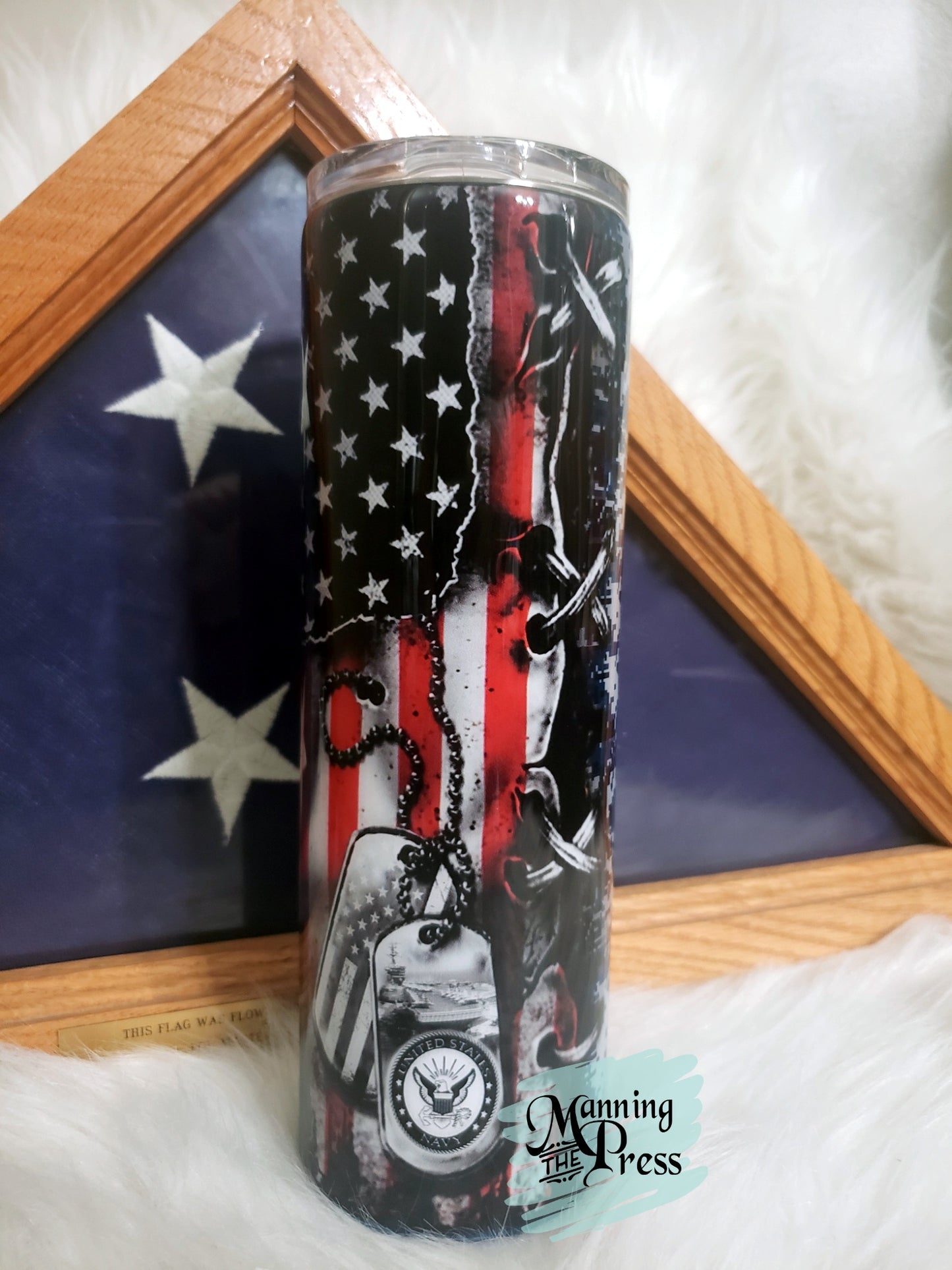 US Navy Flag Camo 30 oz Skinny