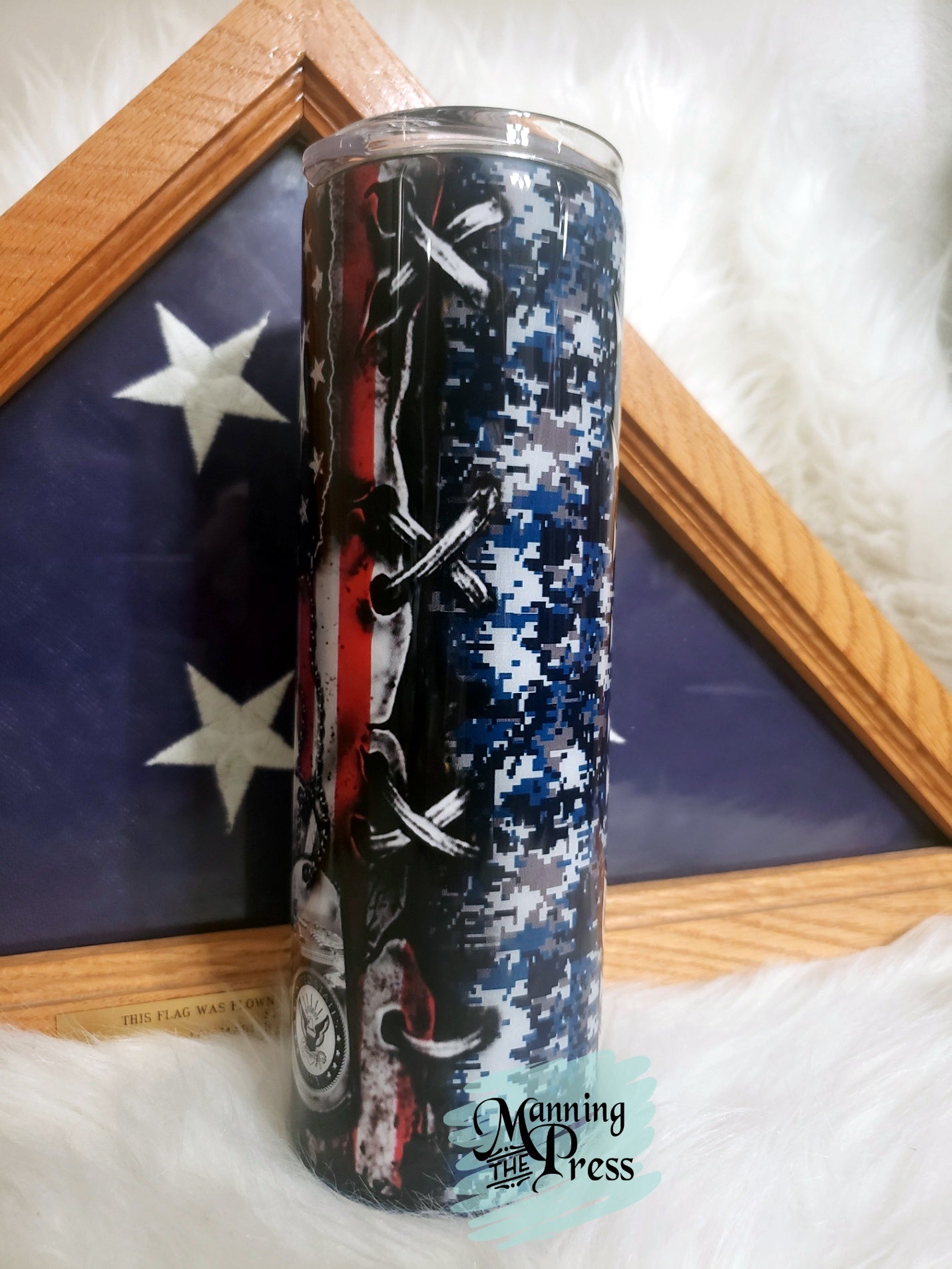 US Navy Flag Camo 30 oz Skinny