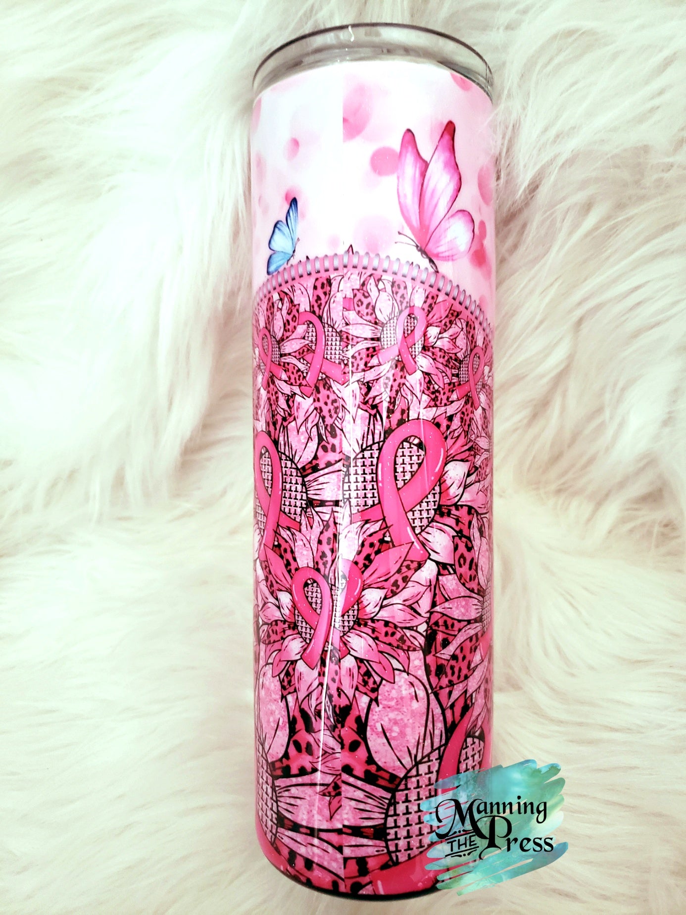 Breast Cancer Fight Zipper 30 oz Skinny