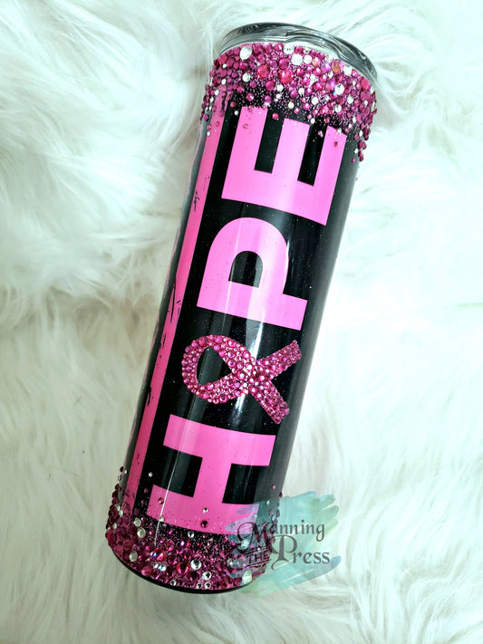 Hope Breast Cancer Boxing w/rhinestones 30 oz Skinny