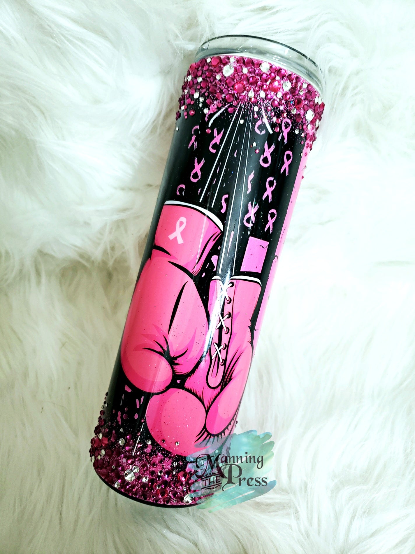 Hope Breast Cancer Boxing w/rhinestones 30 oz Skinny