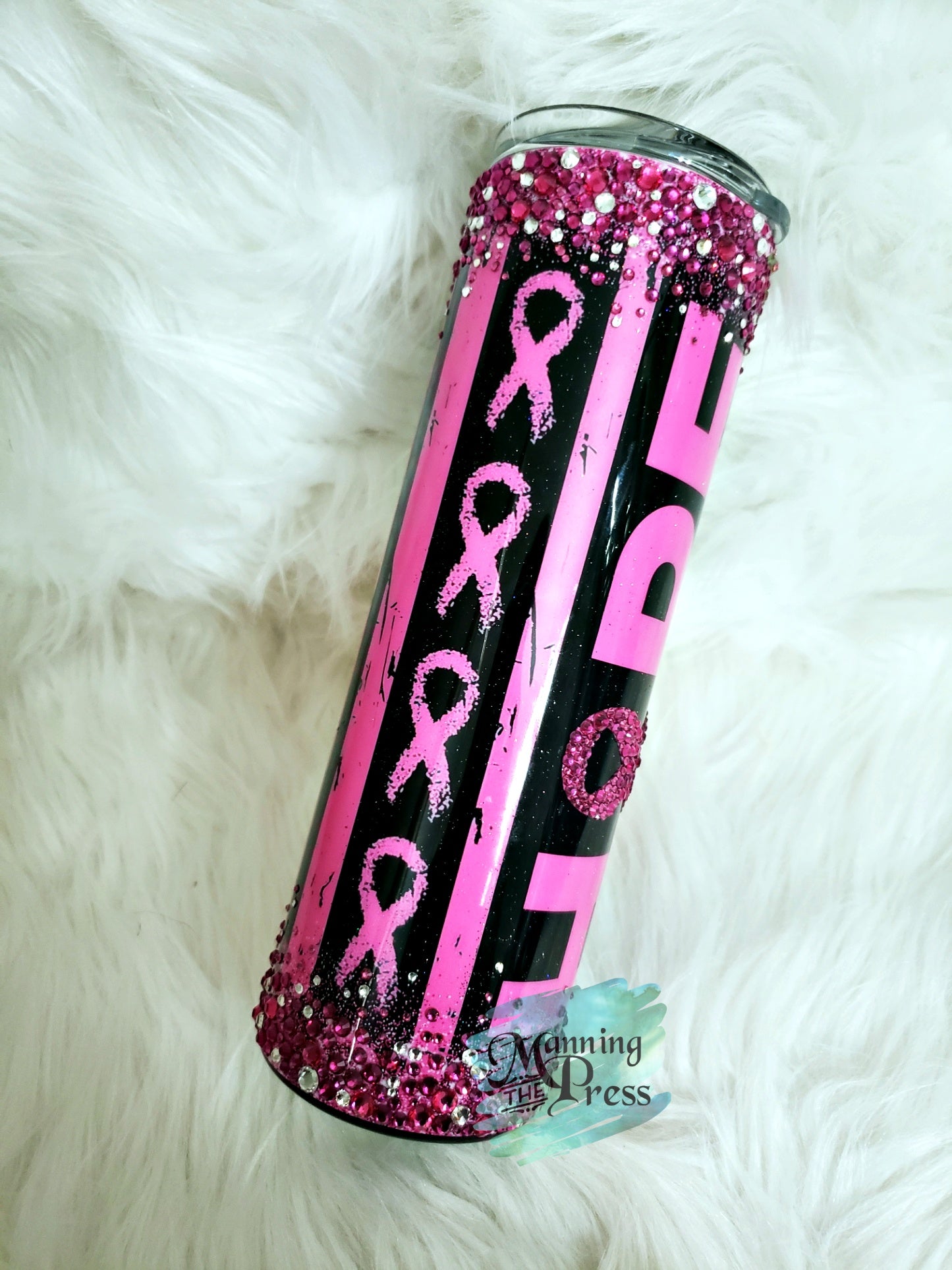 Hope Breast Cancer Boxing w/rhinestones 30 oz Skinny