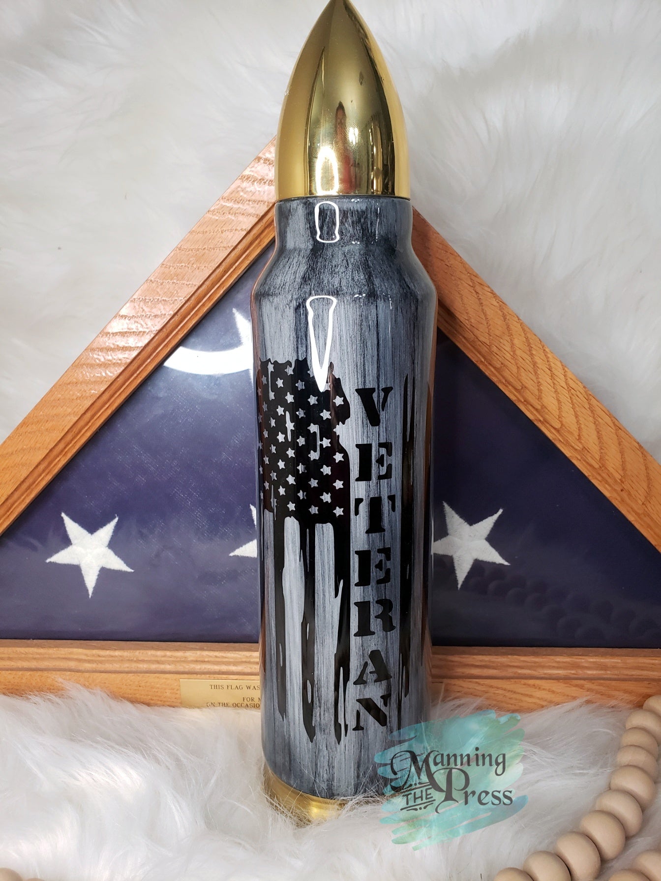 32oz. Bullet Flag Thermos Tumbler 